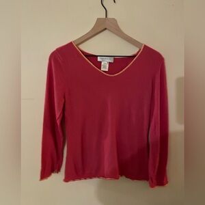 Susan Bristol, pink long sleeve T with V-neck size small